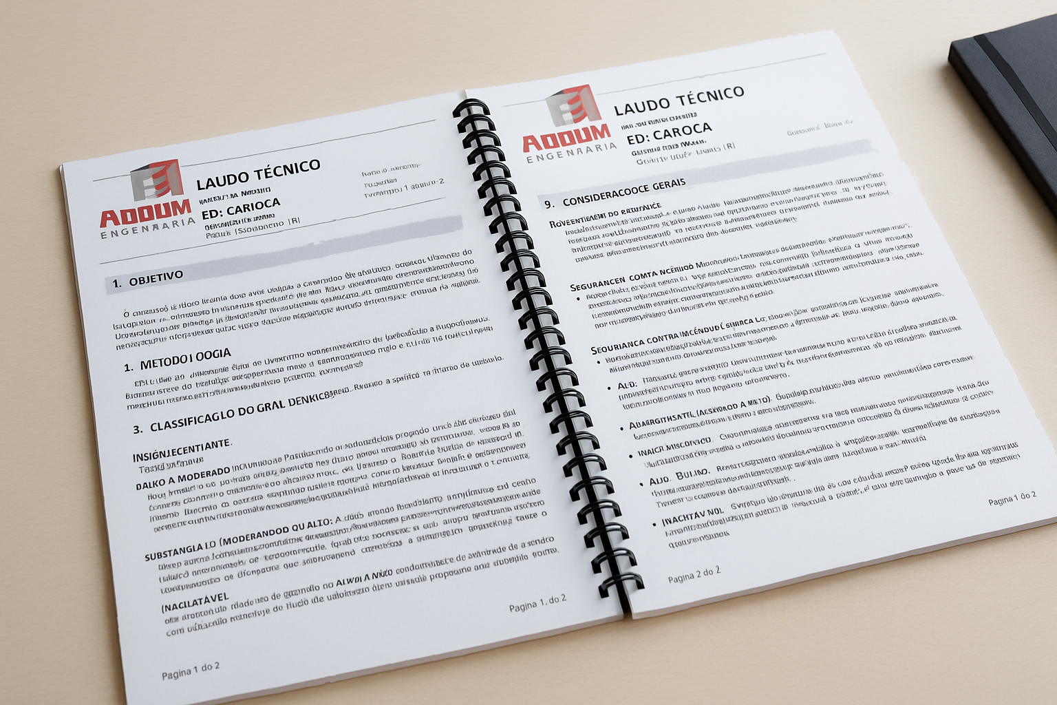 Documentação técnica em prancheta