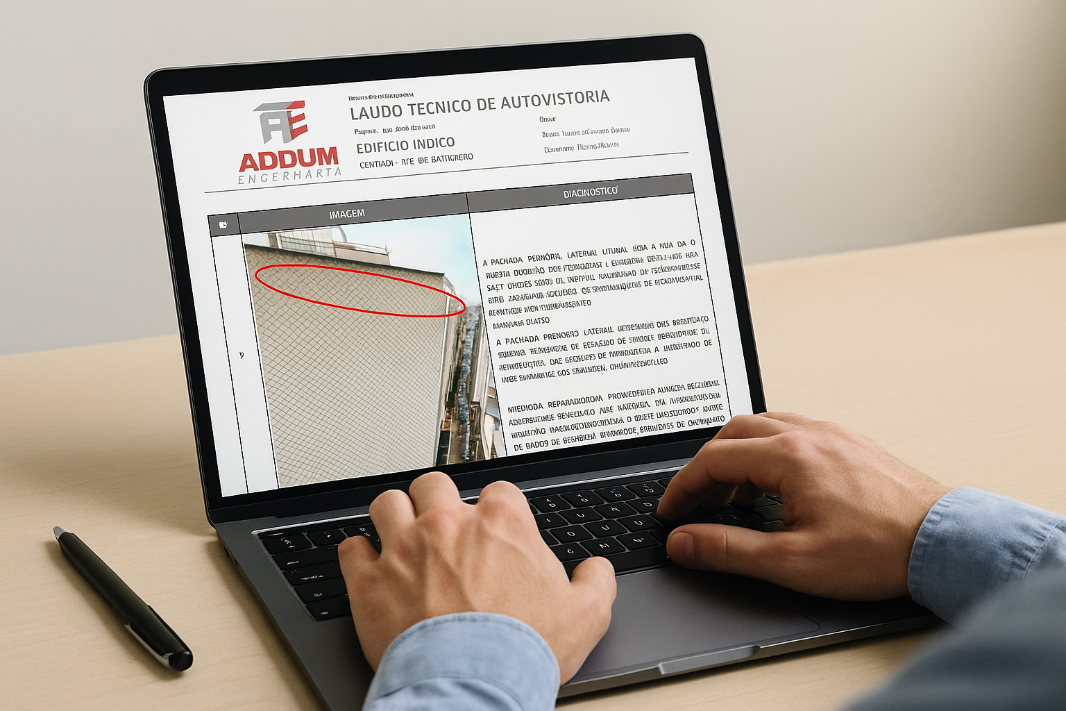 Engenheiro registrando anomalias